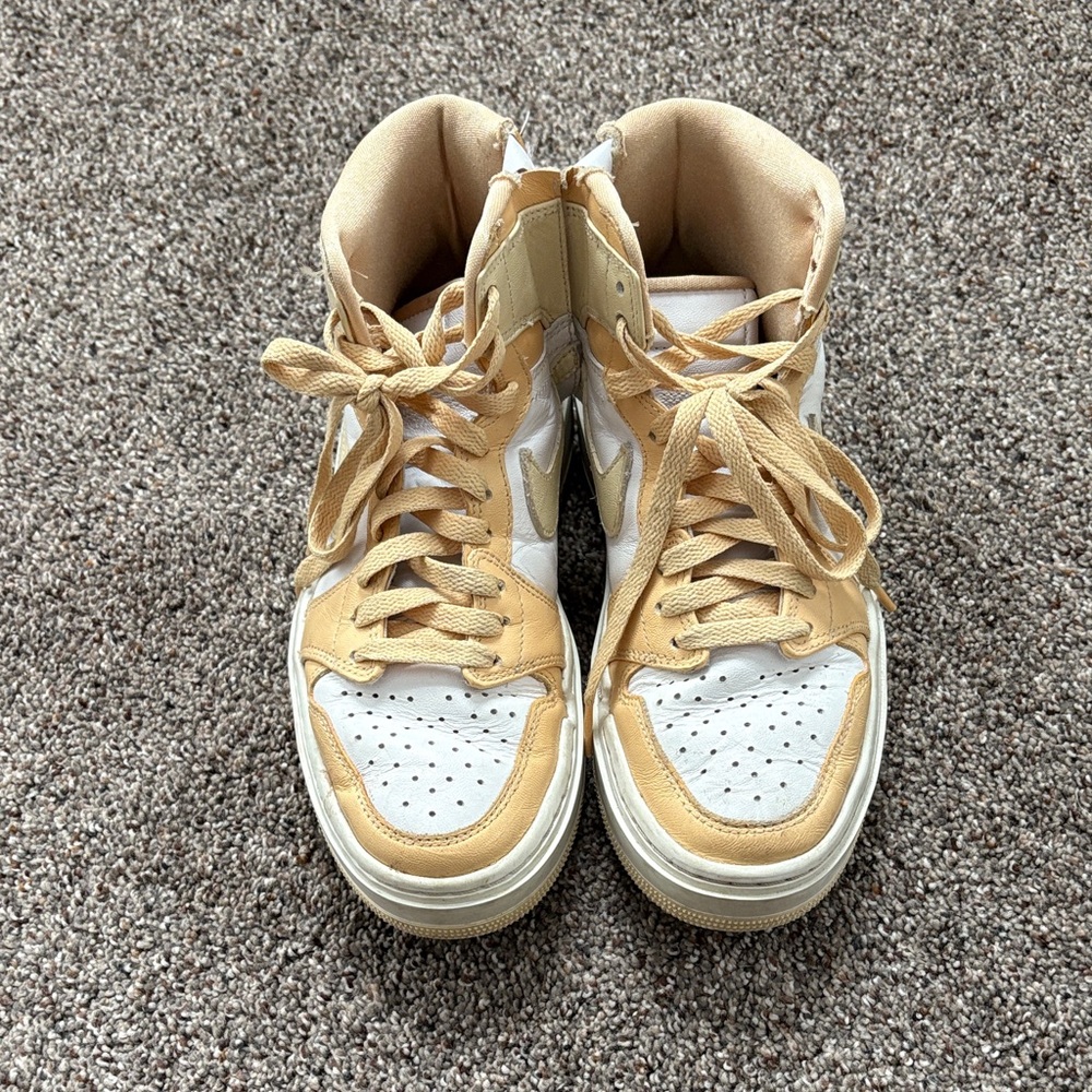 High-Top Sneakers in White and Tan